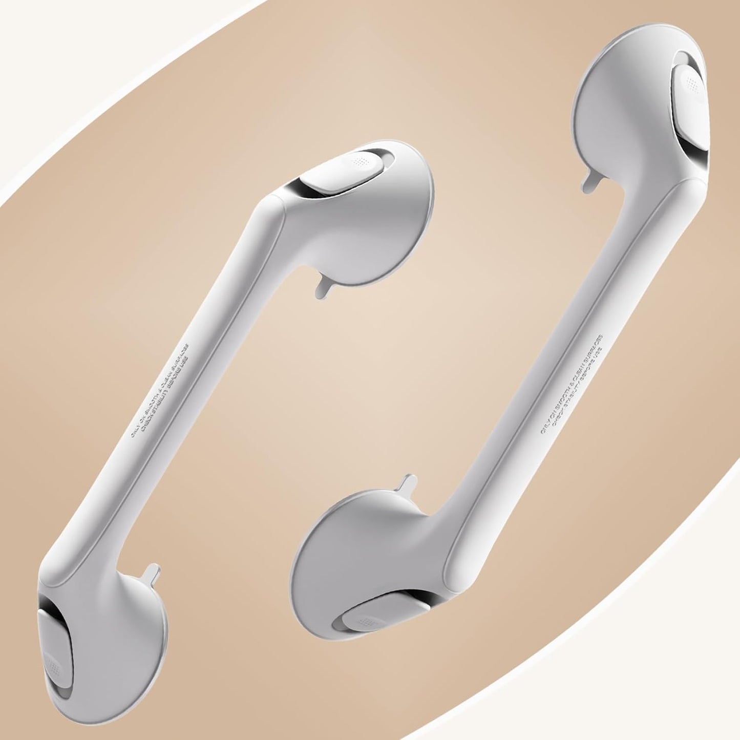 2 Pack 16 Inch Grab Bars for Bathtubs and Showers for Seniors, Heavy Duty Shower Handle for Elderly, Suction Cup Removable Handrails Handicap Bath Grip Bathroom Safety Grips (White)