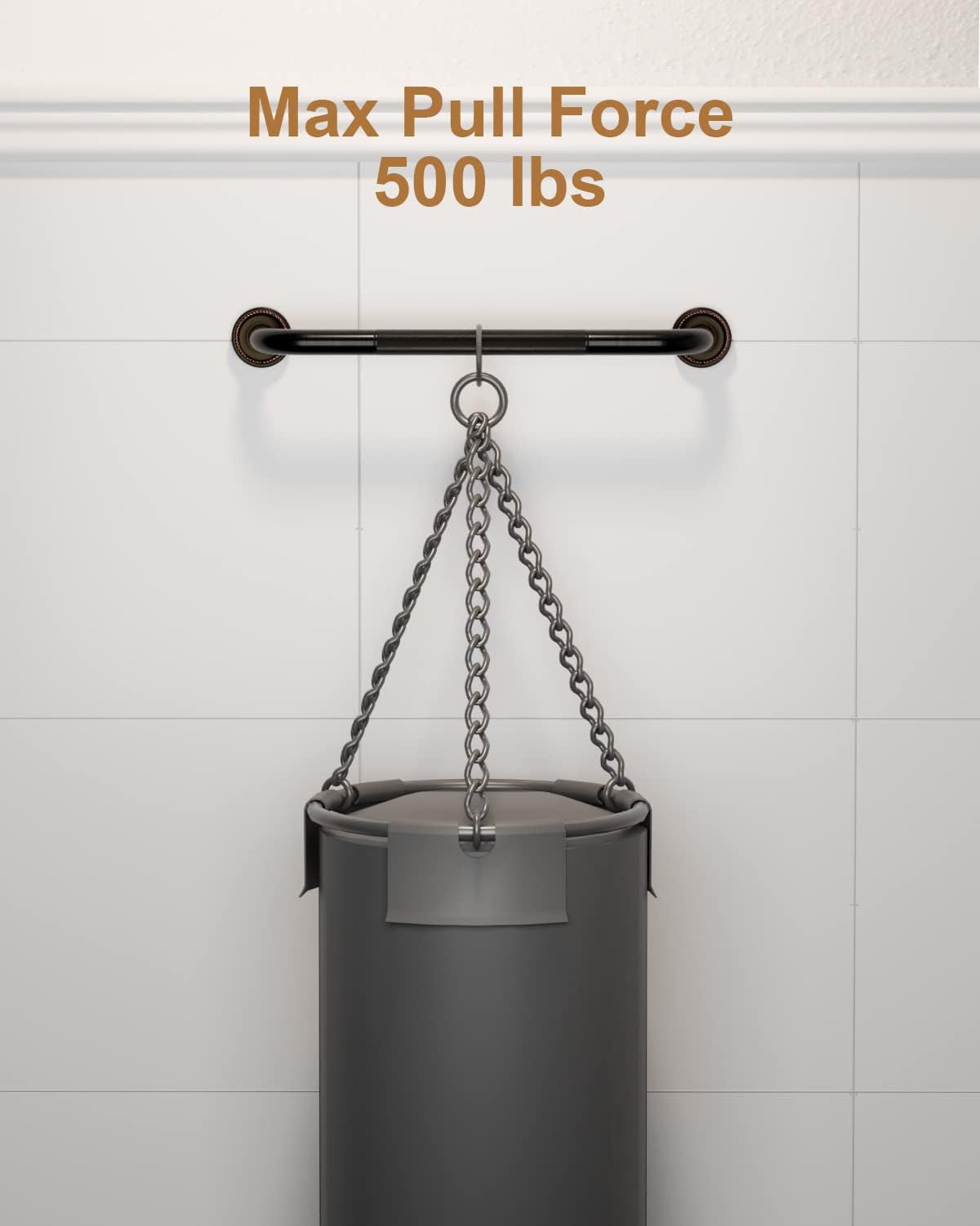 2 Pack 20 Inch Bronze Shower Grab Bar Matte Black, Munzong Antique Brass Bathroom Grab Bar w/Anti-Slip Knurled Grip, Bathroom Balance Bar, Safety Handrail Support, Injury Elderly Senior Assist Handle