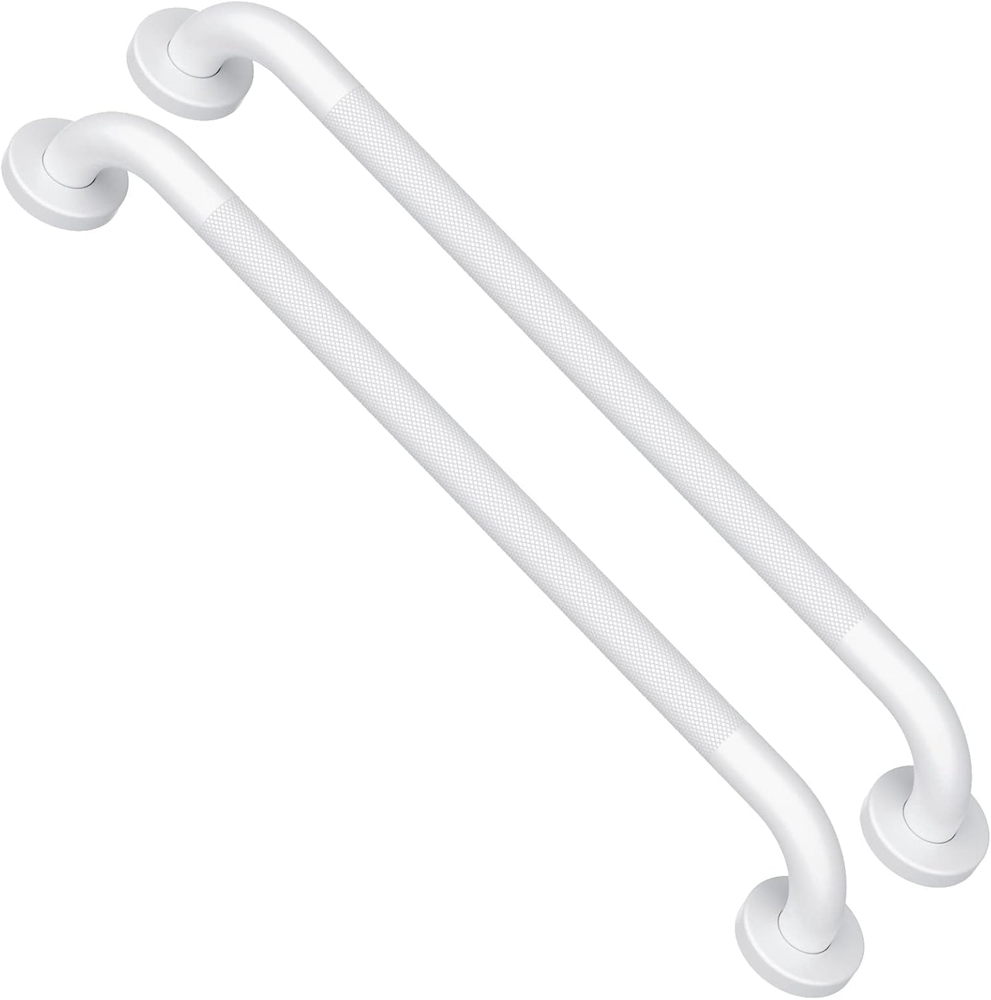 2 Pack 24 Inch Oil Rubbed White Shower Grab Bars w/Anti-Slip knurled Grip, iMomwee Stainless Steel Wall Mount Bathroom Safety Balance Handrail, Handicap Elderly Senior Assist Textured Grab Bar Handle