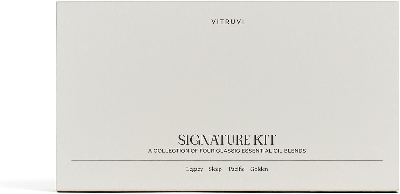 Vitruvi Signature Blend Essential Oils Kit | Floral, Citrus, Herbal, and Woodsy Aromas | 100% Pure Essential Oil Set, Essential Oils for Diffusers Aromatherapy 4x5 ml (0.17 fl. oz.)