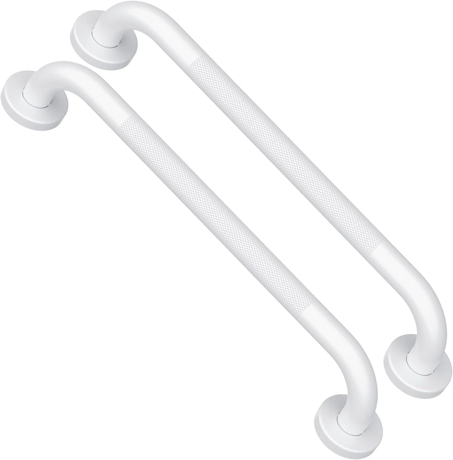 2 Pack 16 Inch Oil Rubbed White Shower Grab Bars w/Anti-Slip knurled Grip, iMomwee Stainless Steel Wall Mount Bathroom Safety Balance Handrail, Handicap Elderly Senior Assist Textured Grab Bar Handle