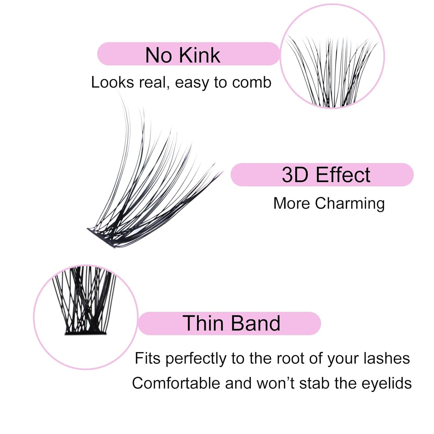 Eyelash Clusters LAUBESS Lash Clusters Individual Lashes Cluster Eyelash Extensions DIY at Home Waterproof Cluster Lashes (40D-D-13)