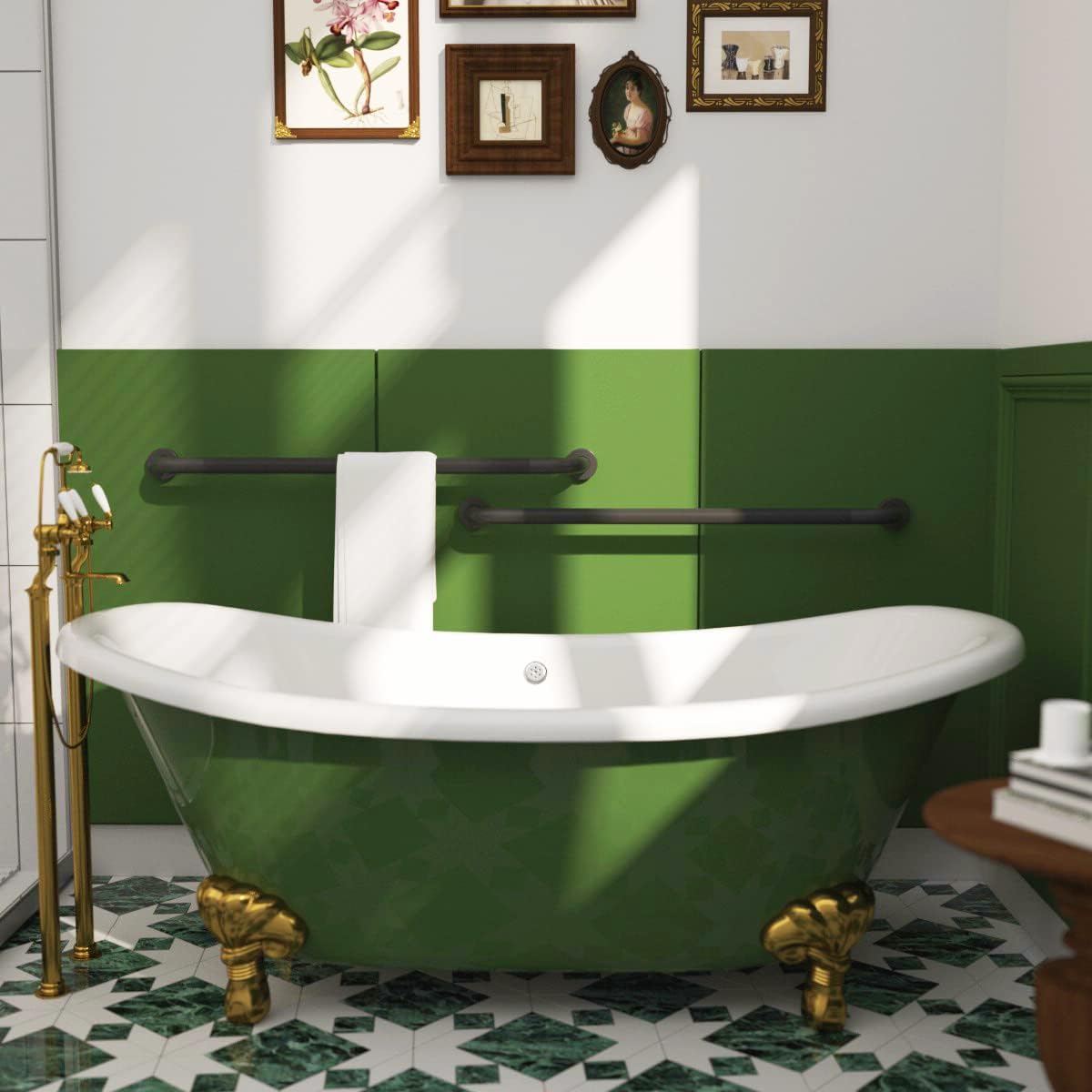 2 Pack 32 Inch Anti Slip Shower Grab Bar Oil Rubbed Black 1.25" Diameter, Munzong Bathroom Grab Bar, Knurled Bathroom Balance Bar,Safety Hand Rail Support Handicap Elderly Senior Assist Bath Handle