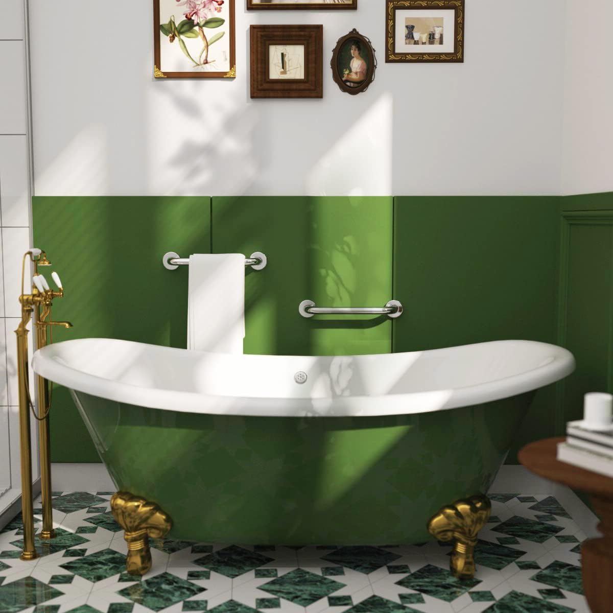 2 Pack 12 Inch Anti Slip Shower Grab Bar 1.25" Diameter,Munzong Stainless Steel Bathroom Grab Bar,Knurled Bathroom Balance Bar,Safety Handrail Support,Handicap Injury Elderly Senior Assist Bath Handle