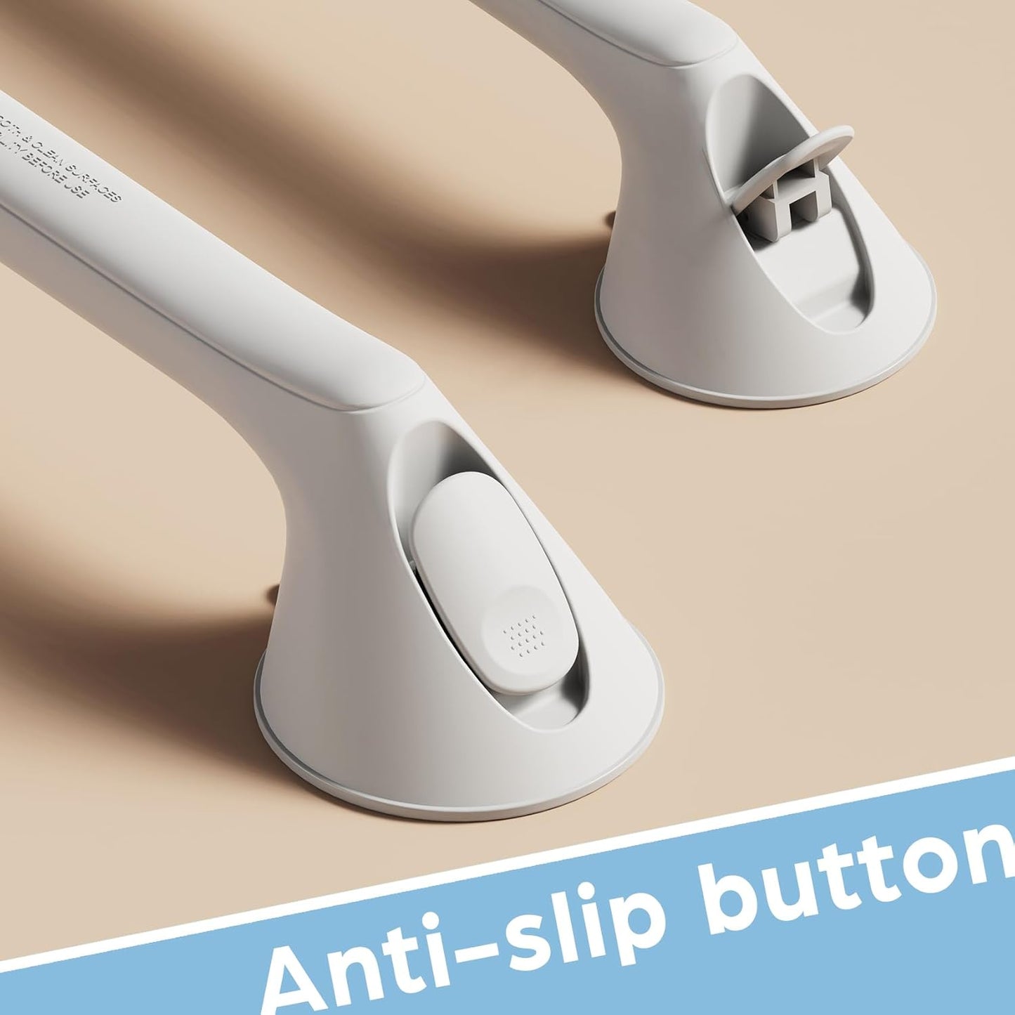 2 Pack 16 Inch Grab Bars for Bathtubs and Showers for Seniors, Heavy Duty Shower Handle for Elderly, Suction Cup Removable Handrails Handicap Bath Grip Bathroom Safety Grips (White)