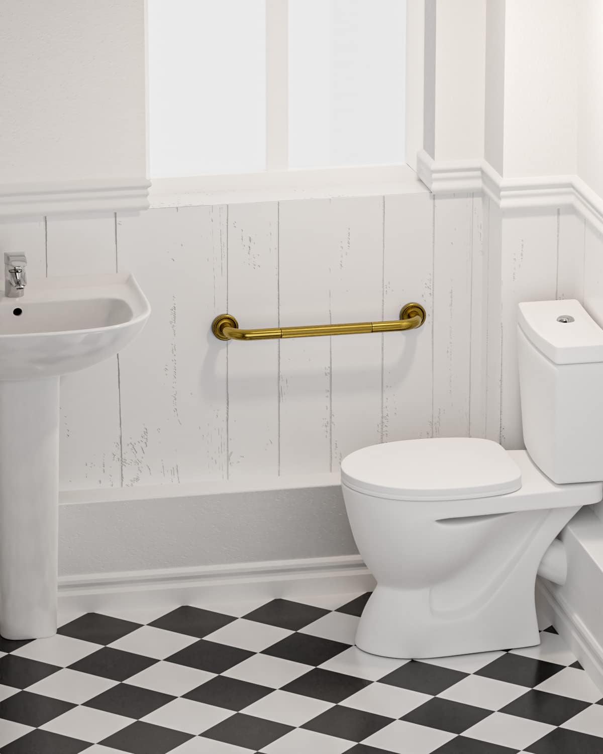 2 Pack 20 Inch Bronze Shower Grab Bar Gold, Munzong Antique Brass Bathroom Grab Bar w/Anti-Slip Knurled Grip, Safety Balance Bar Bath Hand Rail Support Handicap Injury Elderly Senior Assist Handle