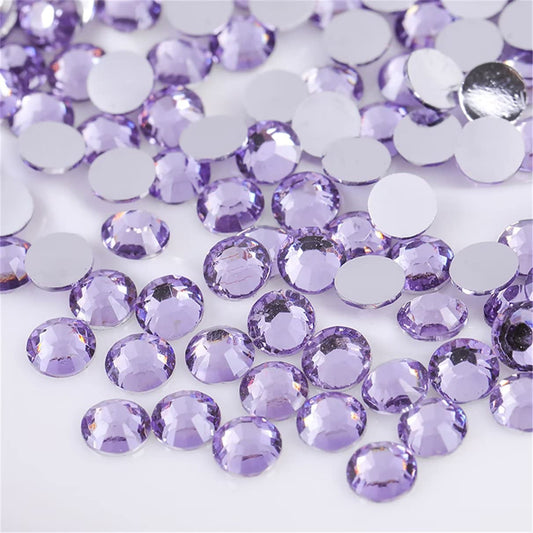 1500 Pieces SS16 4mm Flatback Rhinestones Clear Glass Round Gems Crystals for Nail Art DIY Crafts Clothes Shoes Bags (Light Purple)