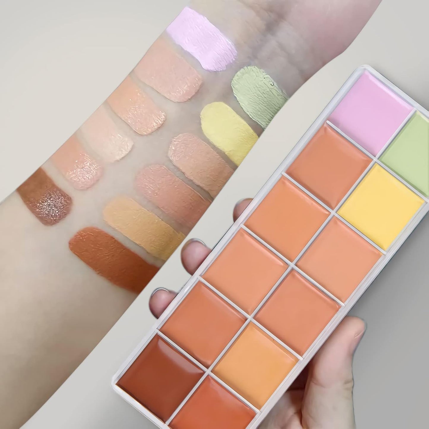 12 Color Correcting Concealer Palette, Cream Color Corrector Contour Makeup Palette,Contouring Foundation Highlighting Concealer Palette for Conceals Dark Circles, Redness, Acne, Blemish