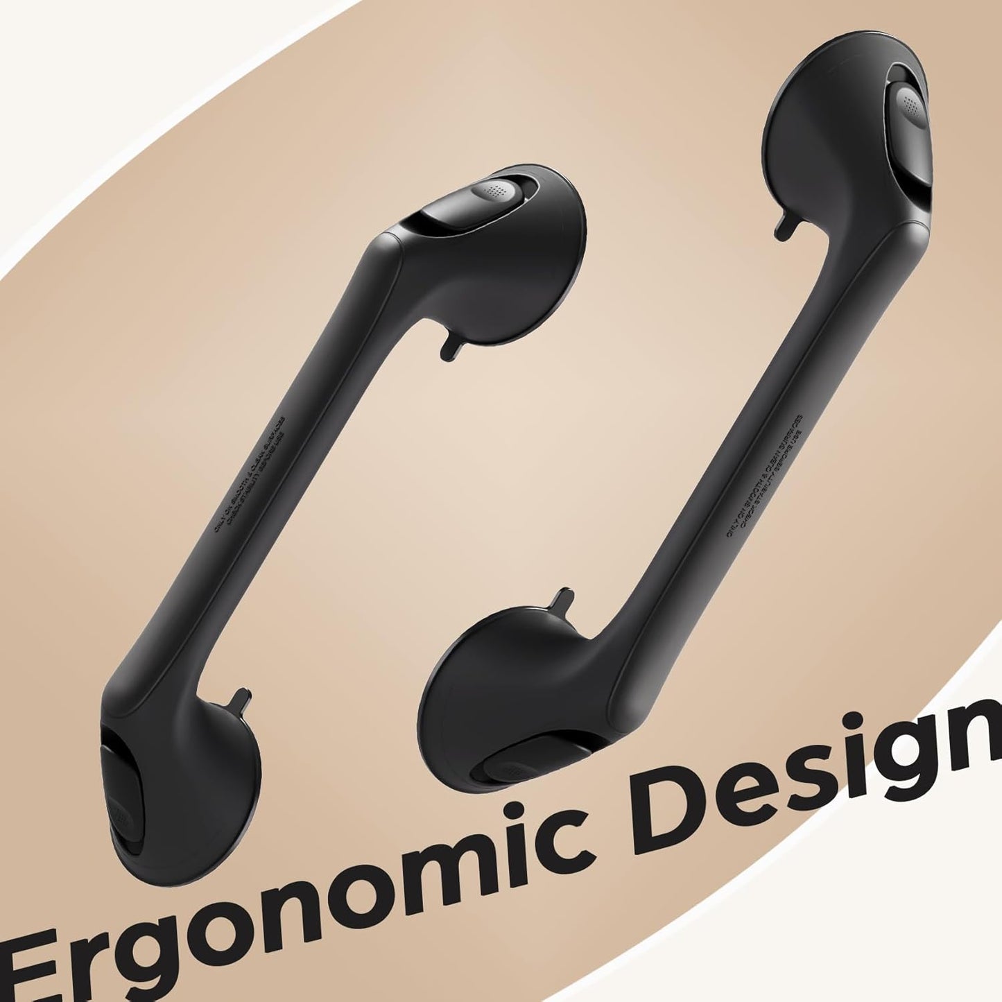 2 Pack 16 Inch Grab Bars for Bathtubs and Showers for Seniors, Heavy Duty Shower Handle for Elderly, Suction Cup Removable Handrails Handicap Bath Grip Bathroom Safety Grips (Black)