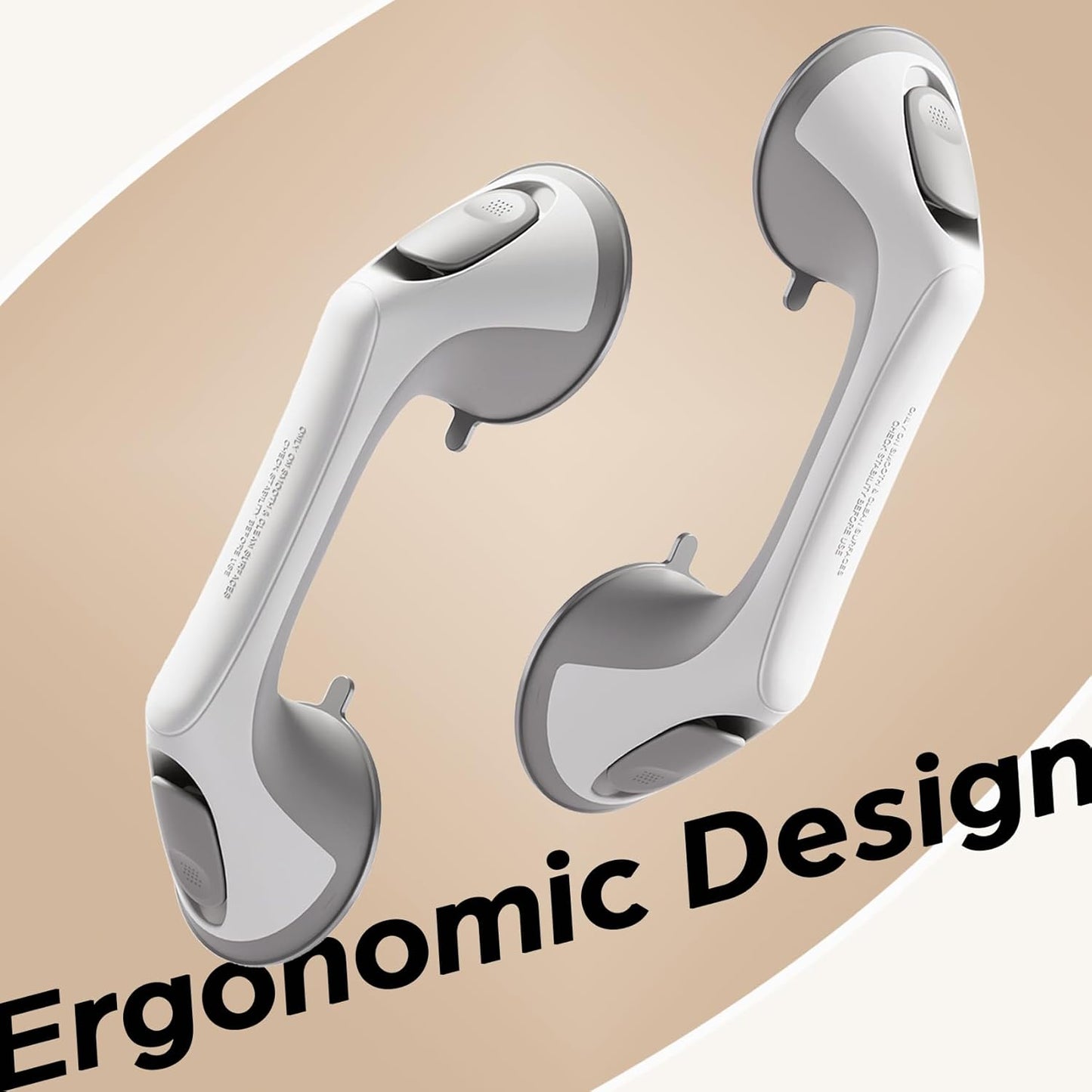 2 Pack 12 Inch Grab Bars for Bathtubs and Showers for Seniors, Heavy Duty Shower Handle for Elderly, Suction Cup Removable Handrails Handicap Bath Grip Bathroom Safety Grips (Gray