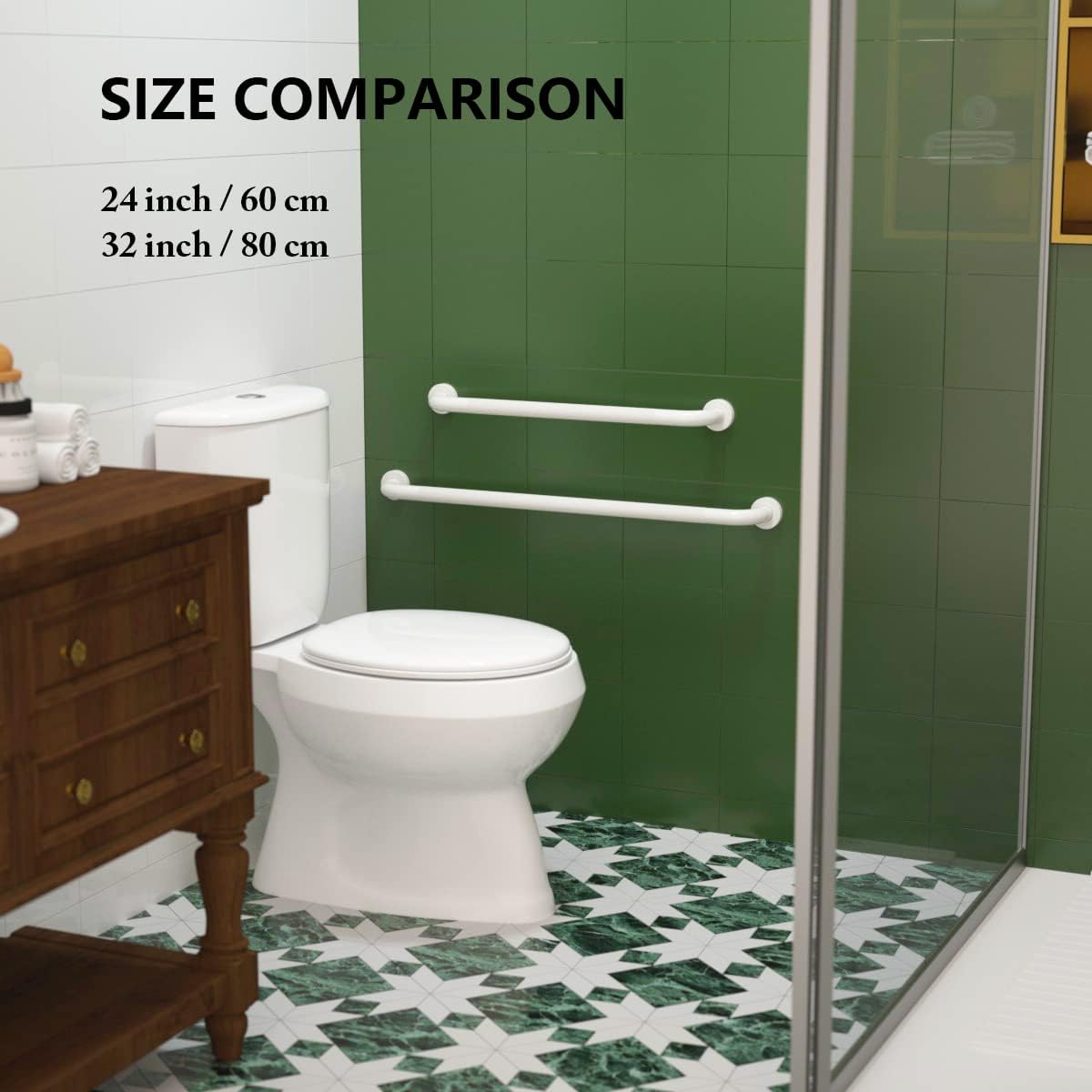 2 Pack 24 Inch Anti Slip Shower Grab Bar Oil Rubbed White 1.25" Diameter,Munzong Bathroom Grab Bar, Knurled Bathroom Balance Bar,Safety Hand Rail Support Handicap Elderly Senior Assist Bath Handle