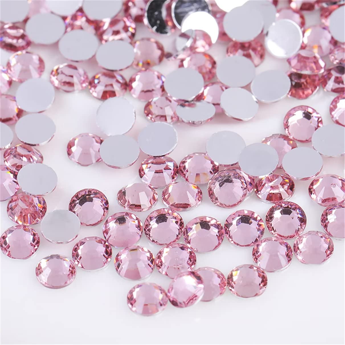 1500 Pieces SS16 4mm Flatback Rhinestones Clear Glass Round Gems Crystals for Nail Art DIY Crafts Clothes Shoes Bags (Light Pink)