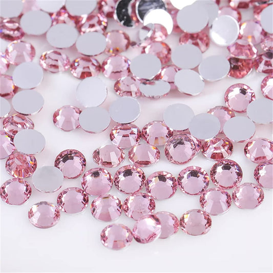 1500 Pieces SS16 4mm Flatback Rhinestones Clear Glass Round Gems Crystals for Nail Art DIY Crafts Clothes Shoes Bags (Light Pink)