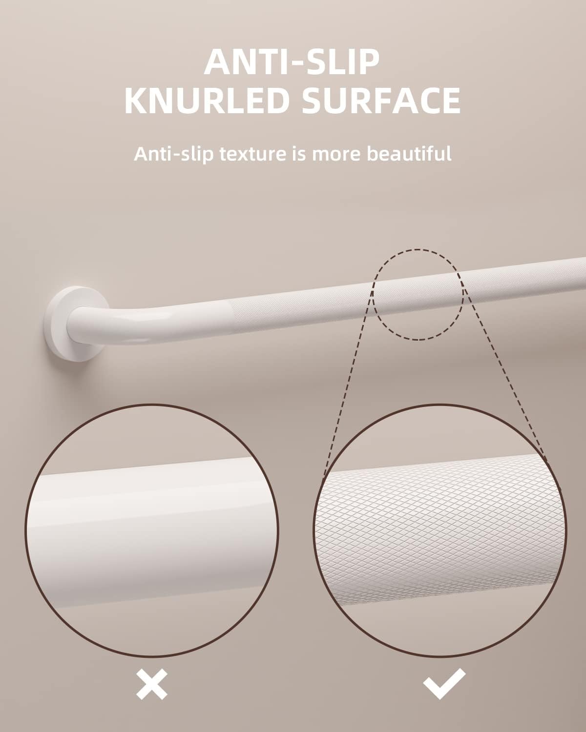 2 Pack 36 Inch Anti Slip Shower Grab Bar Oil Rubbed White 1.25" Diameter,Munzong Bathroom Grab Bar, Knurled Bathroom Balance Bar,Safety Hand Rail Support Handicap Elderly Senior Assist Bath Handle