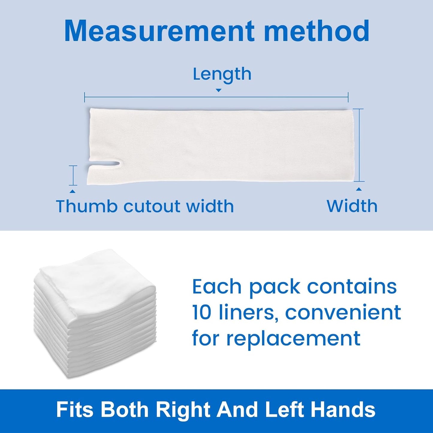 Velpeau Hand Socks for Splint (Pack of 10), Breathable, Thin Stockinette Tubing for Arm, Wrist Brace with Thumb Spica Liner, Cotton Gauze Sleeve, Under Cast Wrap, Arm Cover for Men and Women (White, Light Version, L)