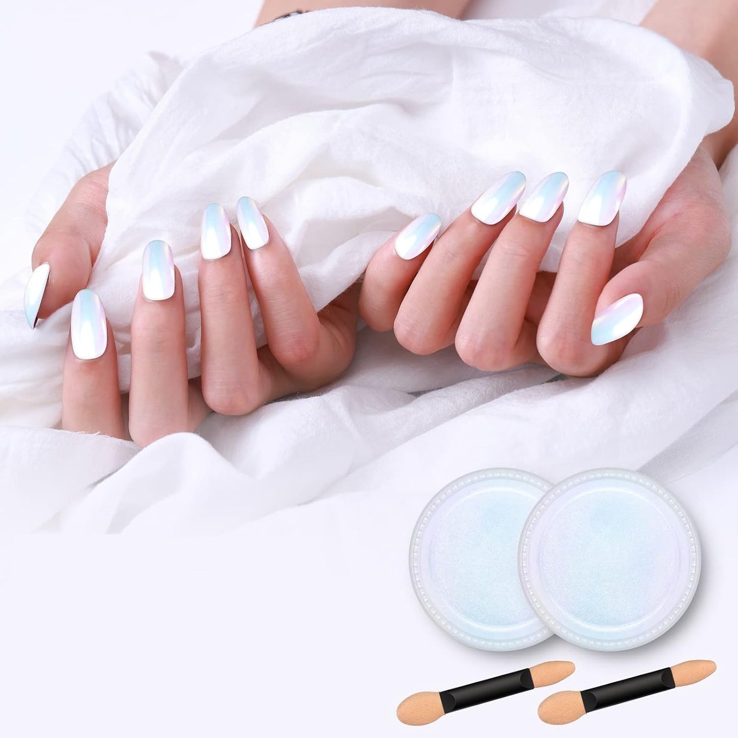 Artdone 2Pcs Chrome Nail Powder,Unicorn Mermaid Aurora Nail Powder,Iridescent Chameleon Effect Nail Color Metallic Mirror Chrome Powder Kit for Nail Art Glitter Gel Polish kit