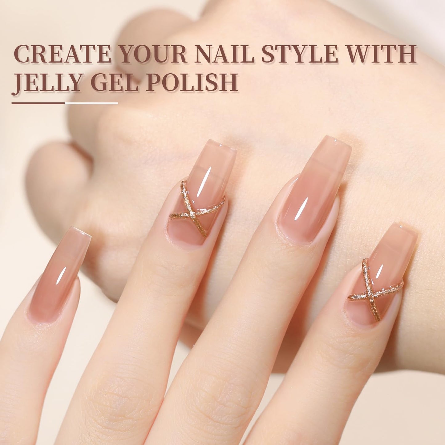 JODSONE 23PCS Gel Nail Polish Set 20 translucent Jelly Color Natural and Elegant Long Lasting Suitable for Home and Salon