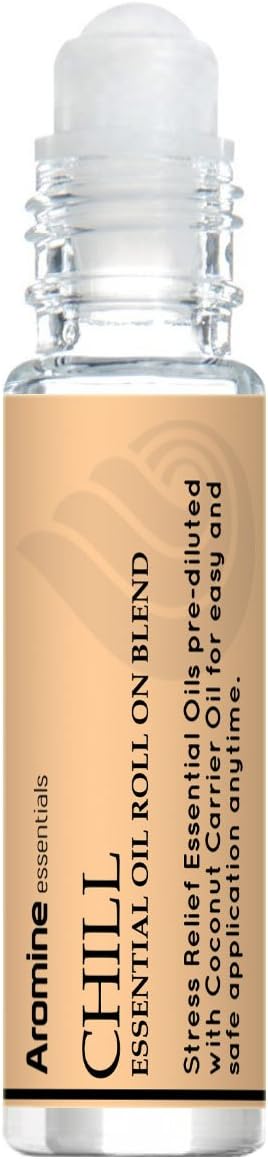 Chill (Stress Reducer and Relaxation) Essential Oil Roll On, Pre-Diluted 10ml (1/3 fl oz) 2 Pack