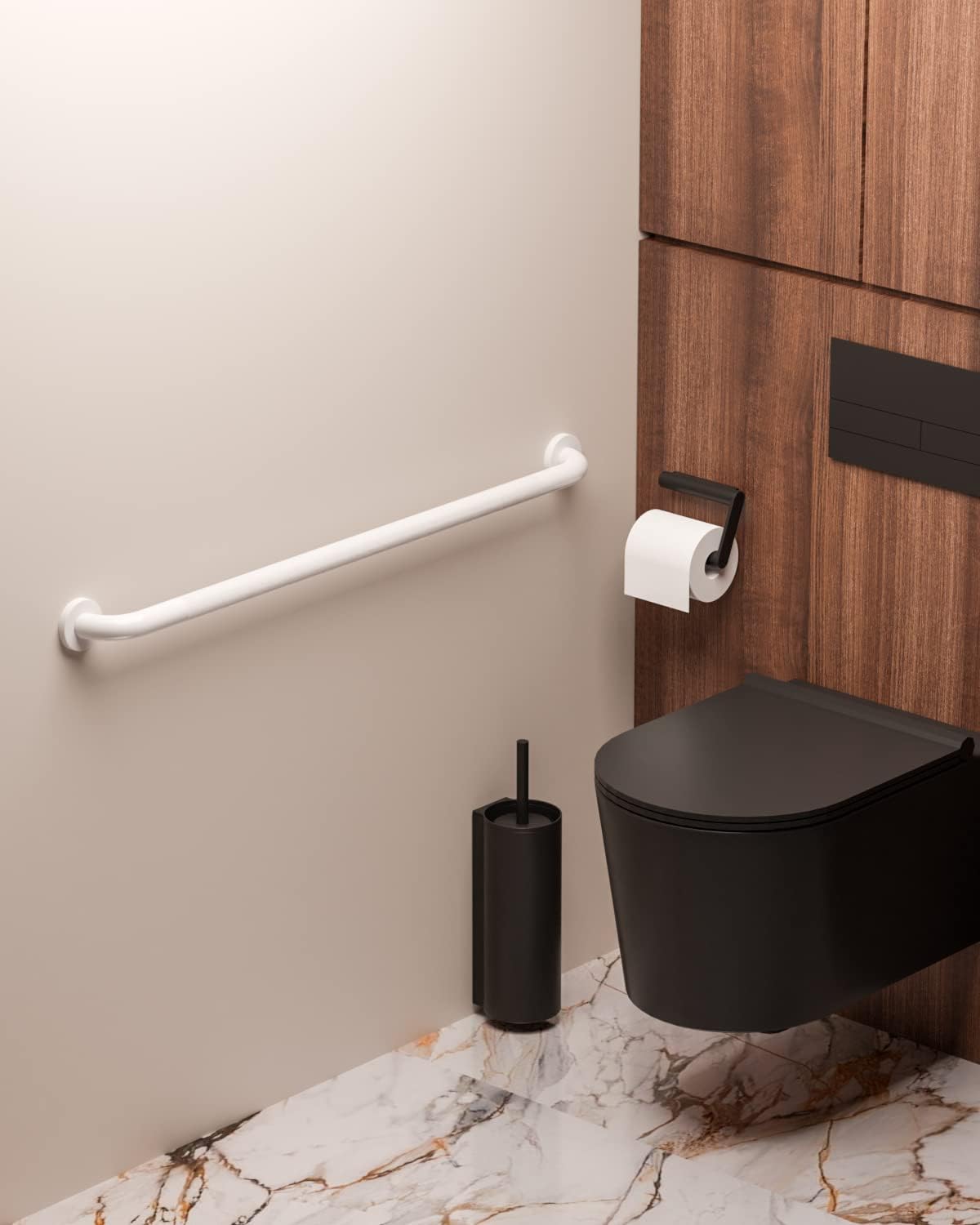 2 Pack 36 Inch Anti Slip Shower Grab Bar Oil Rubbed White 1.25" Diameter,Munzong Bathroom Grab Bar, Knurled Bathroom Balance Bar,Safety Hand Rail Support Handicap Elderly Senior Assist Bath Handle