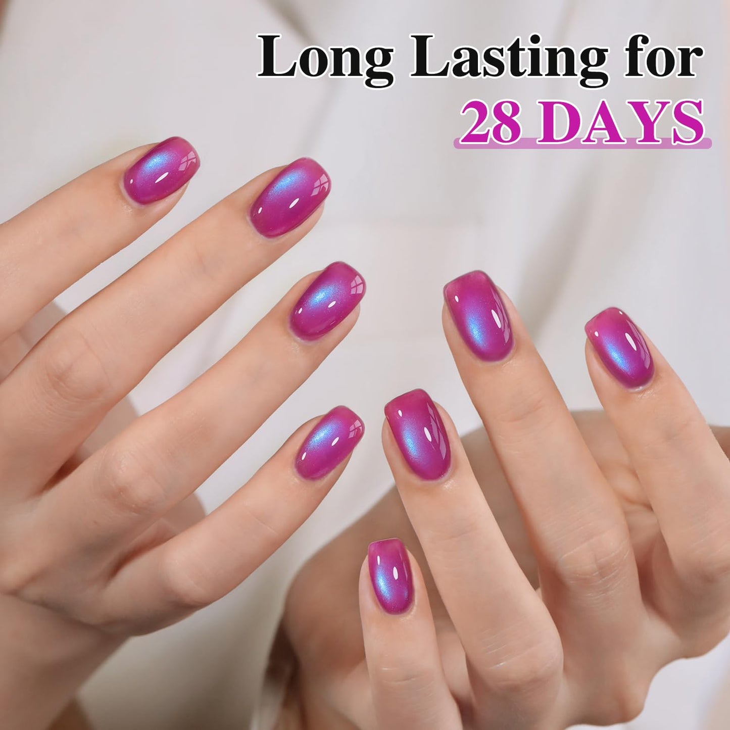 Double Rhythm Jelly Glass Cat Eye Gel Polish with Magnet 15ML Holographic Glitter Shimmer Translucent Sheer Color Magnetic Nail Polish Salon DIY at Home (Dark Navy-MC1268)