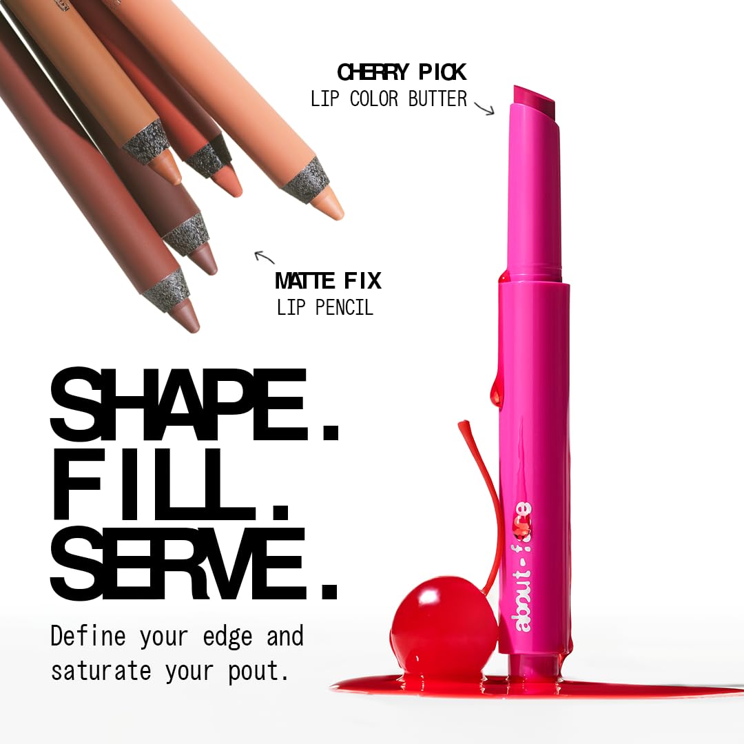 about-face Matte Fix Lip Pencil Lockdown – Long-Wear, Creamy Matte Lip Liner with Hyaluronic Acid & Vitamins C & E – Vegan, Cruelty-Free, Clean Beauty – 0.042 oz (Brick)