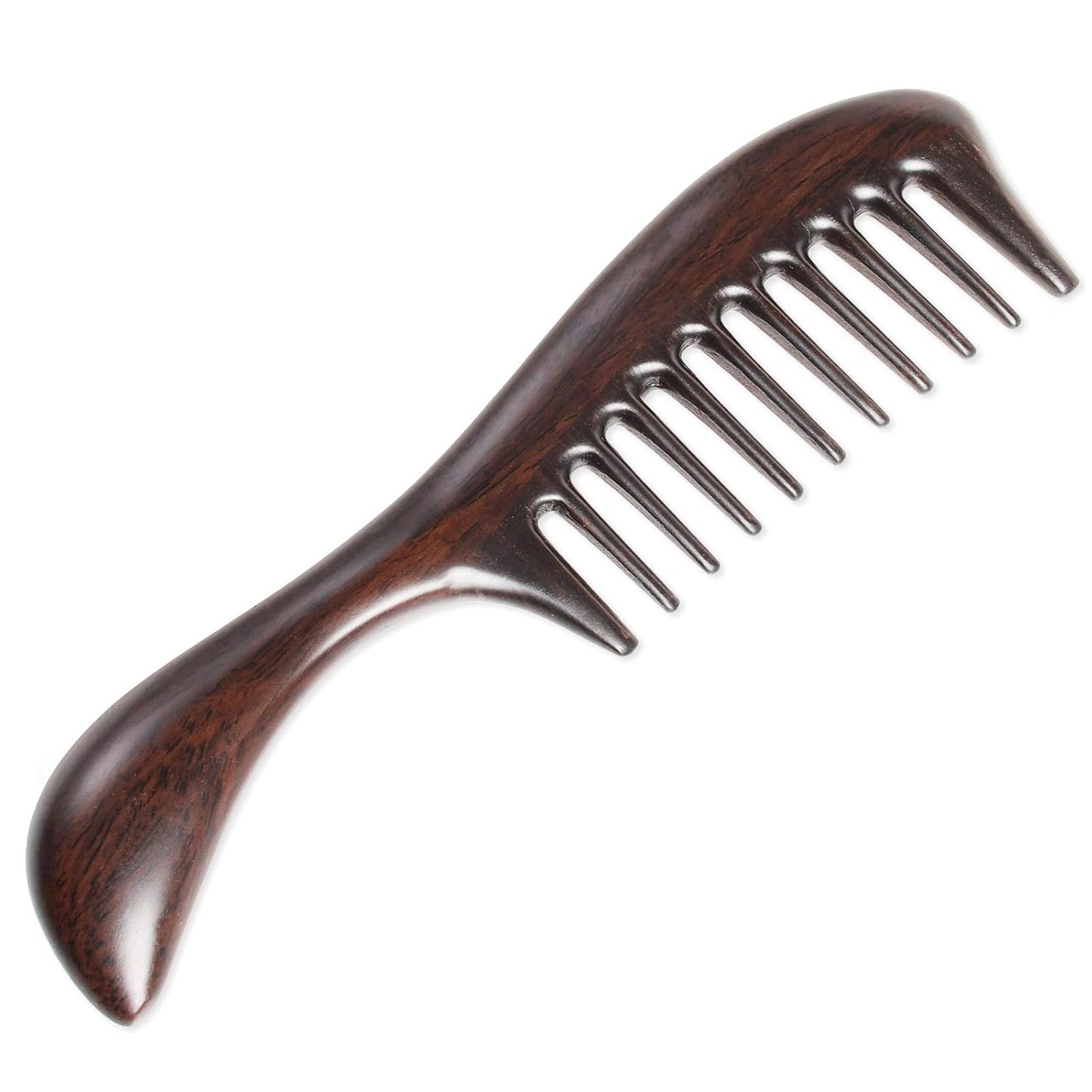 Onedor Handmade Black Sandalwood Hair Combs - Anti-Static Scented Wood Comb for Natural Hair Detangling (Extra Wide Tooth)