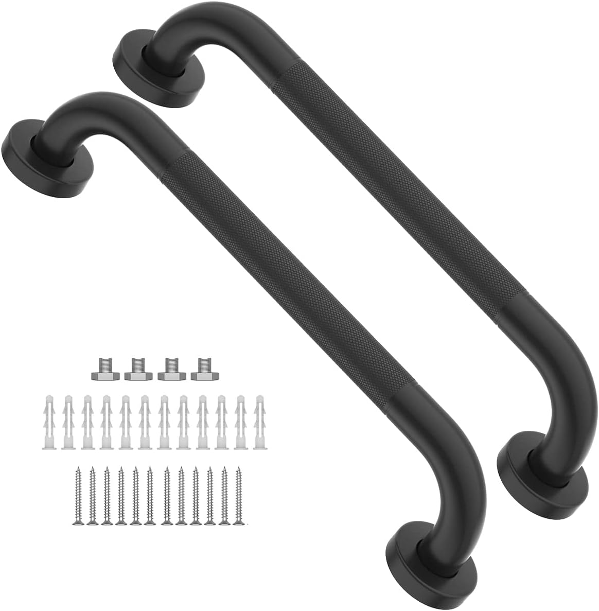 16 Inch Anti Slip Shower Grab Bar Oil Rubbed Black, Munzong Bathroom Grab Bar, Knurled Bathroom Balance Bar,Safety Hand Rail Support Handicap Elderly Injury Senior Assist Bath Handle