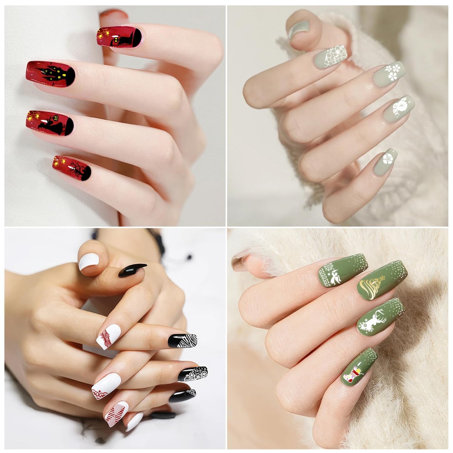 Biutee Nail Stamper Kit 15pcs Nail Art Stamp Plate 8pcs Stamp Gel Polish 1pcs Nail Stamper Scraper Set with Storage Bag, Nail Stamp Template Kit Flower Lace Animal Star Halloween Christmas Design