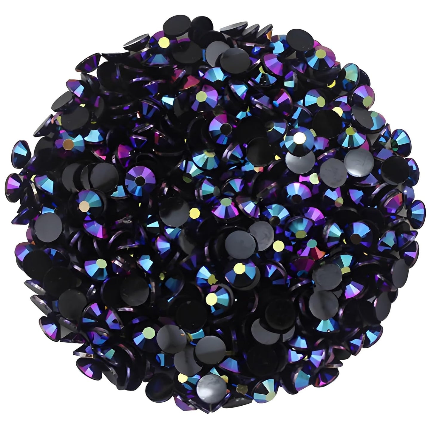 1440 Pcs SS20 5mm Flatback Rhinestones for Nails Art Crafts Glitter Round Shine Gems AB Crystals DIY Clothes Shoes (Black-Bottom Purple Red AB)
