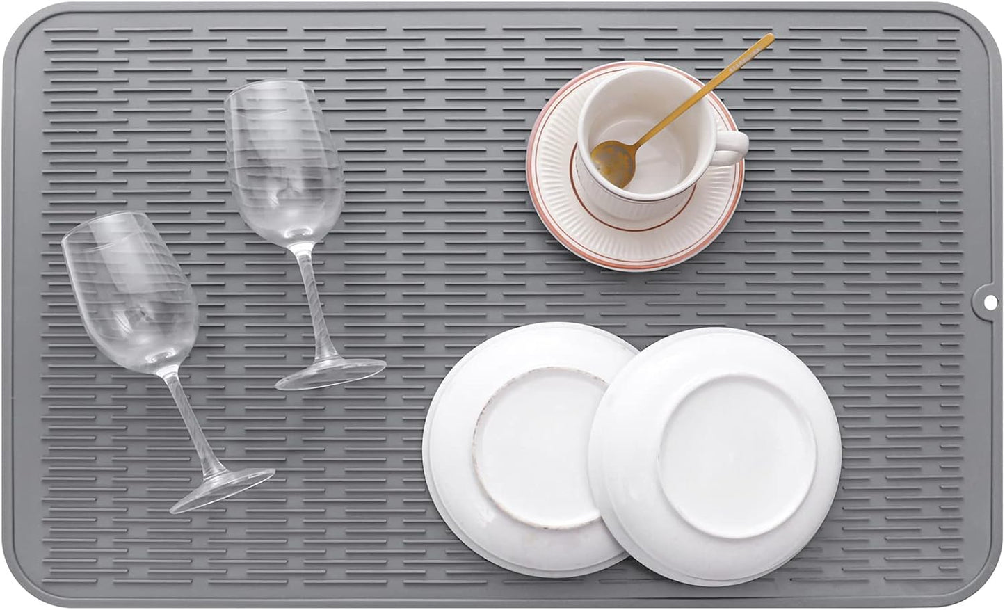 Silicone Dish Drying Mat for Multiple Usage,Easy clean,Eco-friendly,Heat-resistant Silicone Mat for Kitchen Counter or Sink,Refrigerator or Drawer Liner Grey 3XL 28 inches x 18 inches