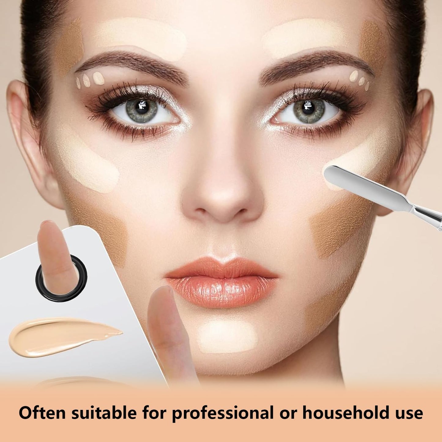 2 Pcs Professional Cream and Lip Makeup Mixing Palette with Spatula Foundation and Lip Palette Set for Travel