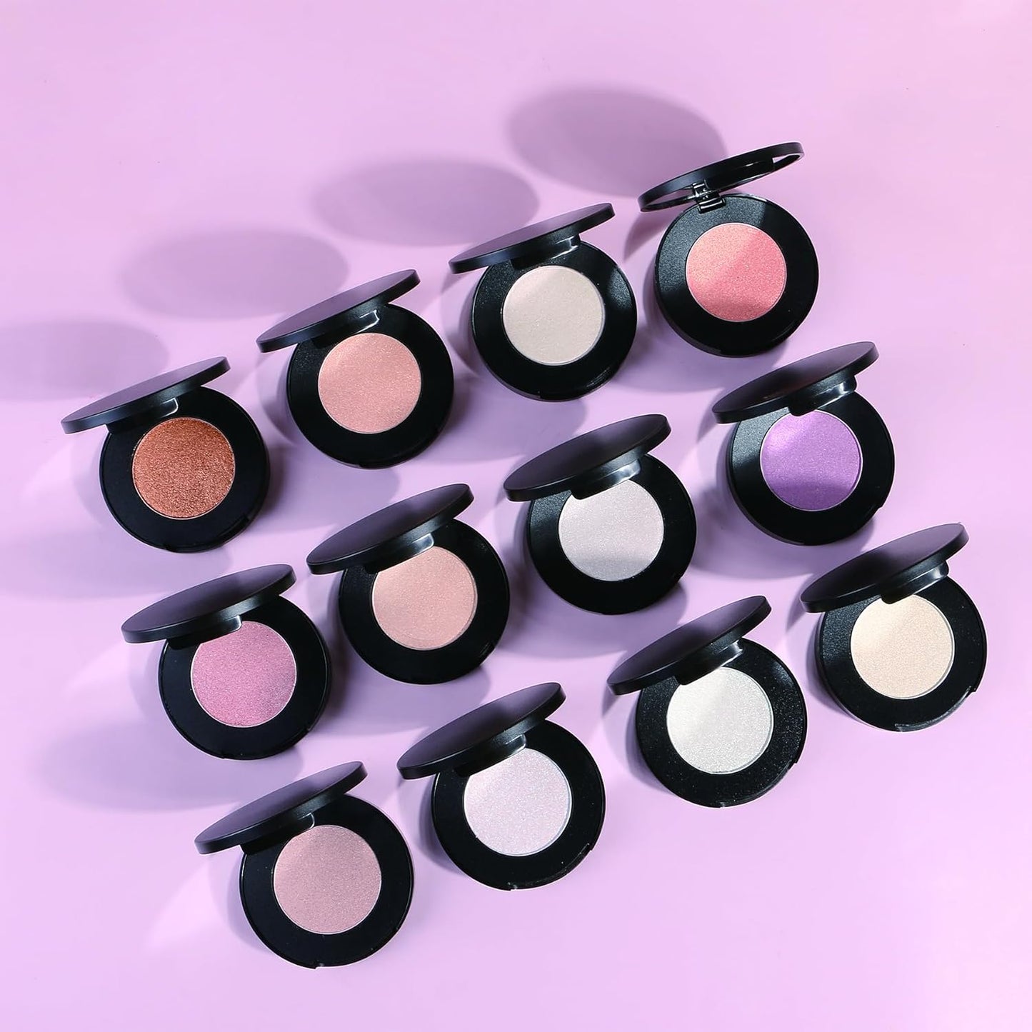 Face Highlighter Powder Palette, Glossy Glitter Illuminator Powder, Shimmer Shades for Face Highlighter Makeup, Highly Pigmented Natural Shiny Highlight Makeup Illuminator Highlighter 4