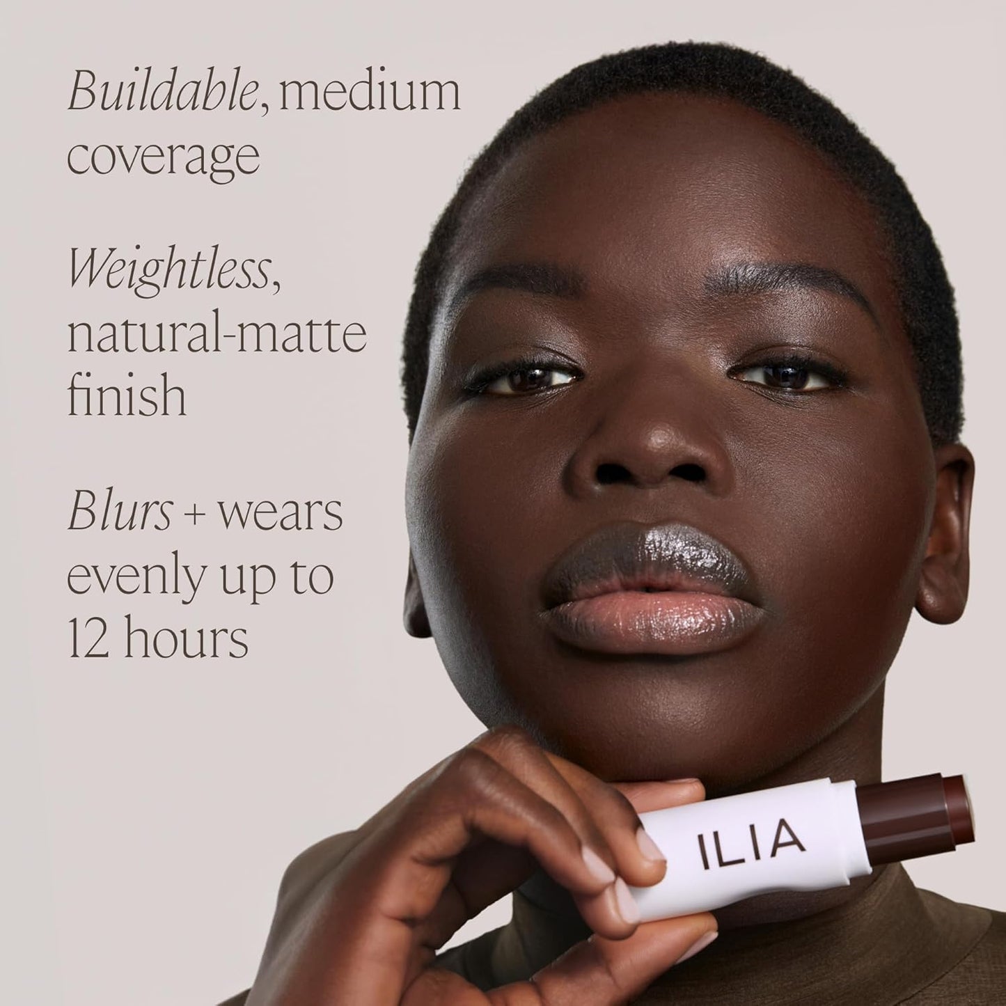 ILIA - Skin Rewind Complexion Stick - Foundation + Concealer + Skincare | Non-Toxic, Vegan, Cruelty-Free, Clean Makeup (42C - Ekki, 0.35 oz | 10 g)