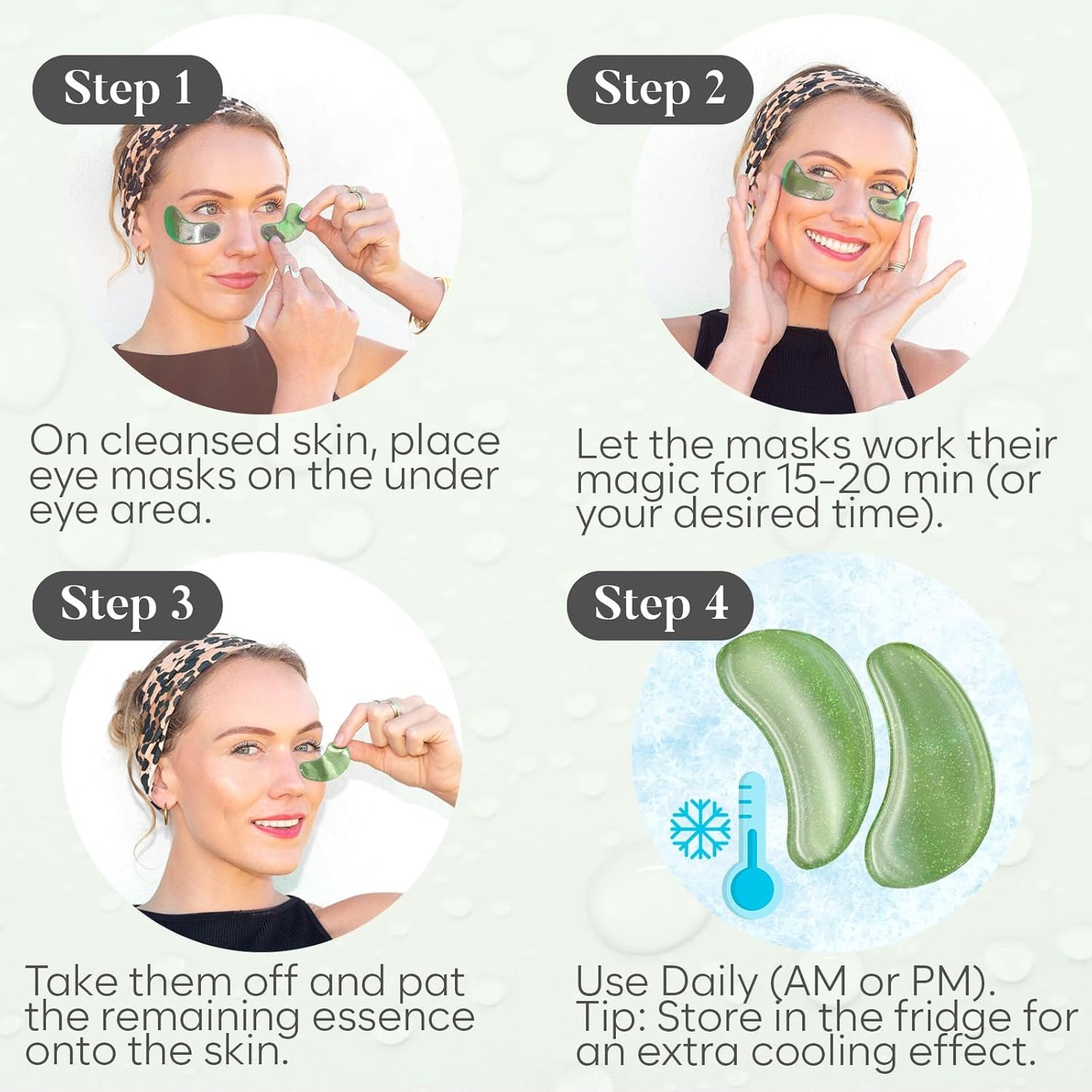 Green Tea Eye Patches (30 Pairs) Eye Mask | Eye Masks with Niacinamide & Hyaluronic Acid | Under Eye Patches for Dark Circles | Under Eye Patches for Puffy Eyes | Eye Care