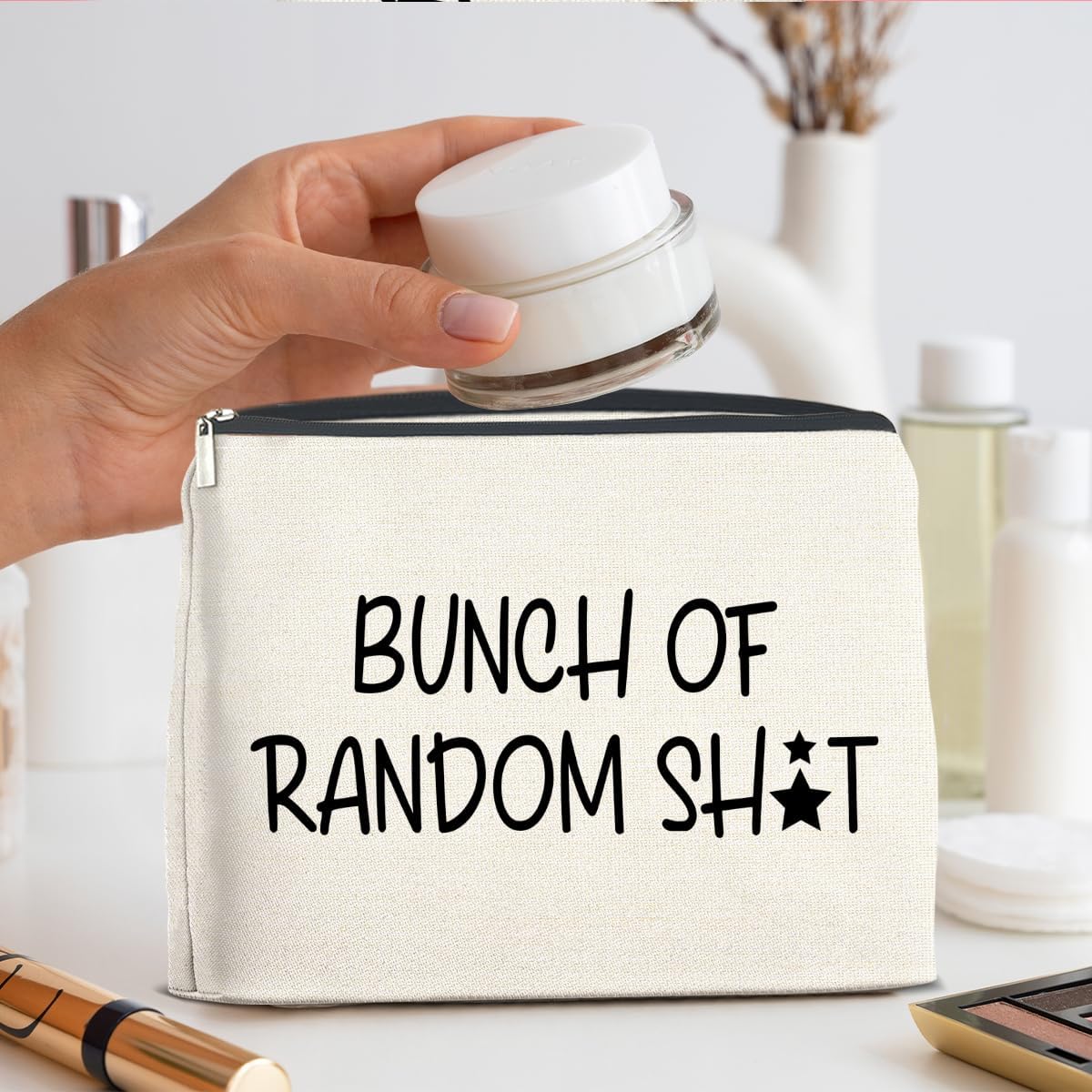 Humorous Bunch of Random Makeup Bag Gifts for Women Humor Cosmetic Bag Zipper Pouch Travel