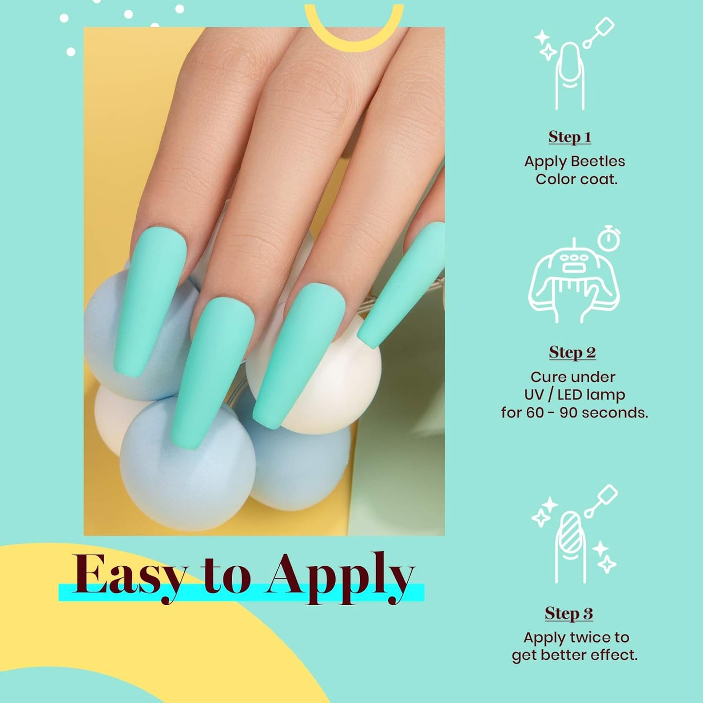 Beetles Gel Nail Polish Cascade Green Color Soak Off UV LED Nail Lamp Gel Polish 15 ml for All Season Gel Polish Nail Art Design Manicure Salon DIY Salon Gel
