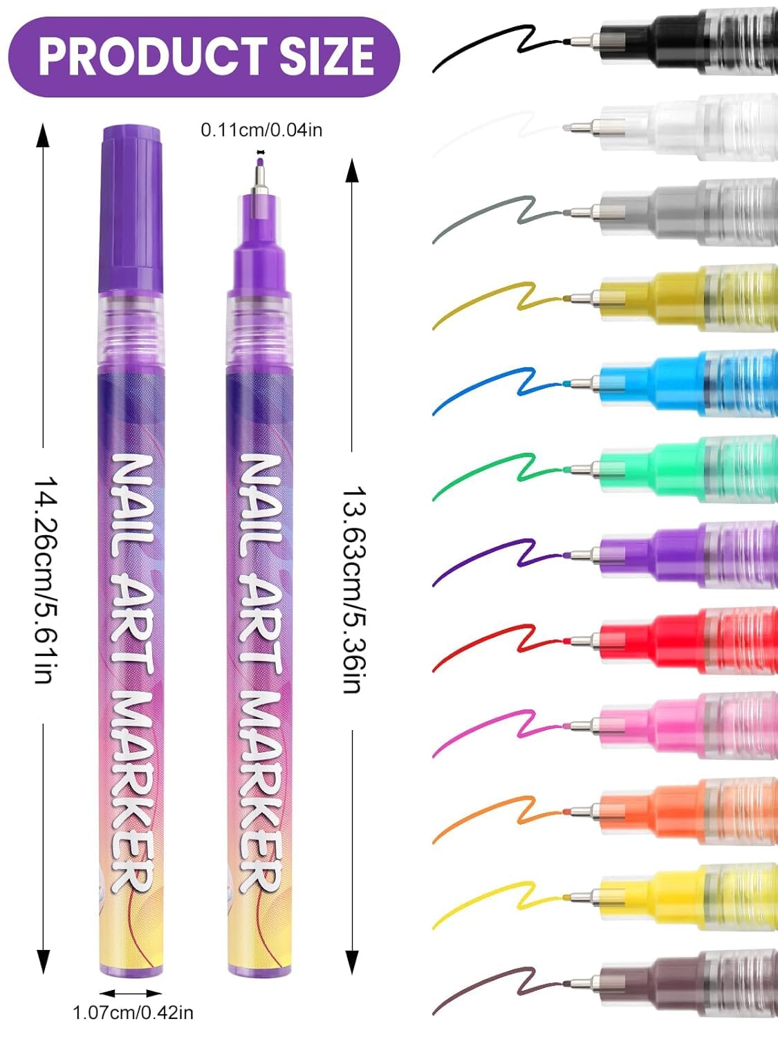 12 Color Nail Art Pens Set, Kalolary Nail Art Markers Polish Pens Nail Point Graffiti Dotting Pen Drawing Painting Liner Brush for DIY Nail Art Beauty Adorn Manicure Tools