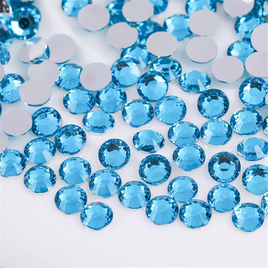 1500 Pieces SS16 4mm Flatback Rhinestones Clear Glass Round Gems Crystals for Nail Art DIY Crafts Clothes Shoes Bags (Aqua Blue)