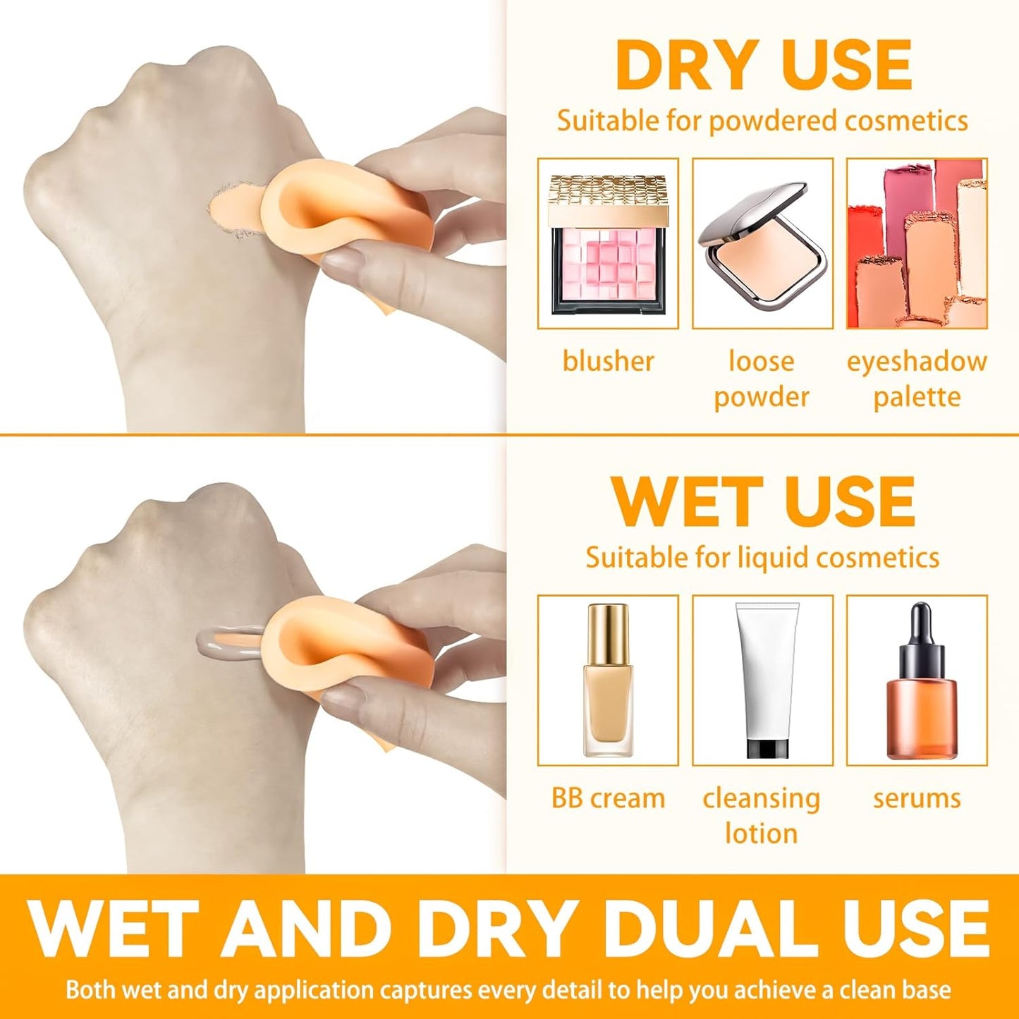 MotBach 60 PCS Nude Round Makeup Sponge, Cosmetic Sponge Round Foam Pad Eye Facial Powder Puff, Beauty Makeup Foundation Powder Blender for Women Lady All Skin Types Wet and Dry Dual Use