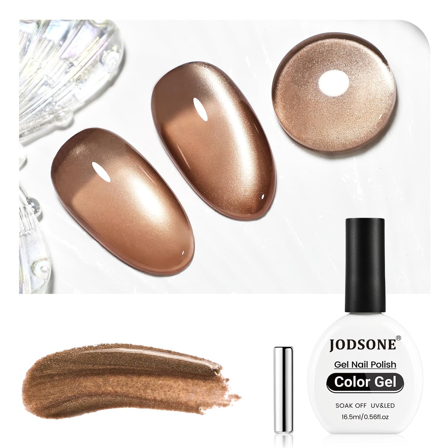 JODSONE Cat Eye Gel Nail Polish Brownish Color for Holographic Glitter Cat Eye with Magnet at Home DIY Design Need U V Curing