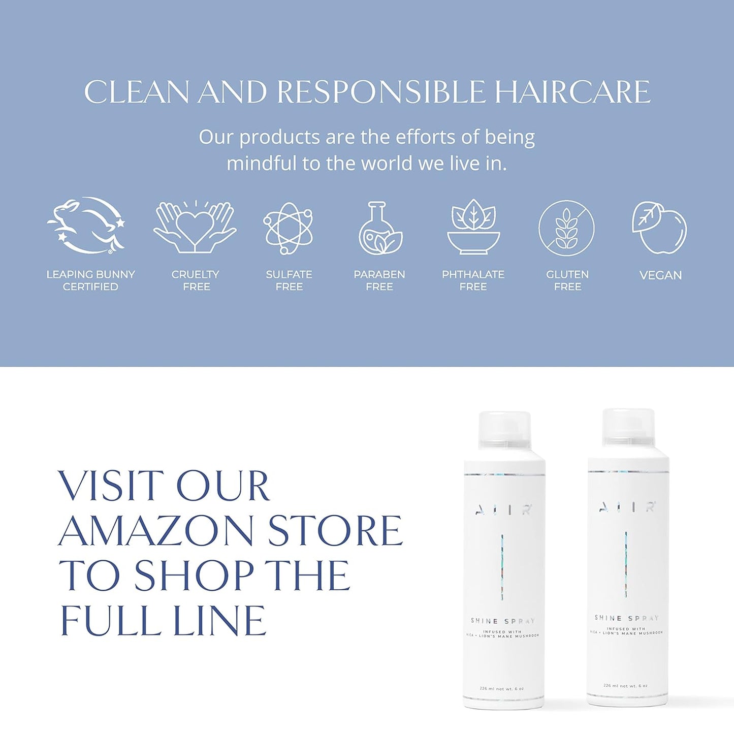 AIIR Shine Spray -Smoothing Spray for Glossy Sleek Hair, Humidity and Frizz Shield Spray, Gloss Spray, Lightweight Spray Coats and Protects Hair, Enhance Shine & Color with Reflect, 6 oz