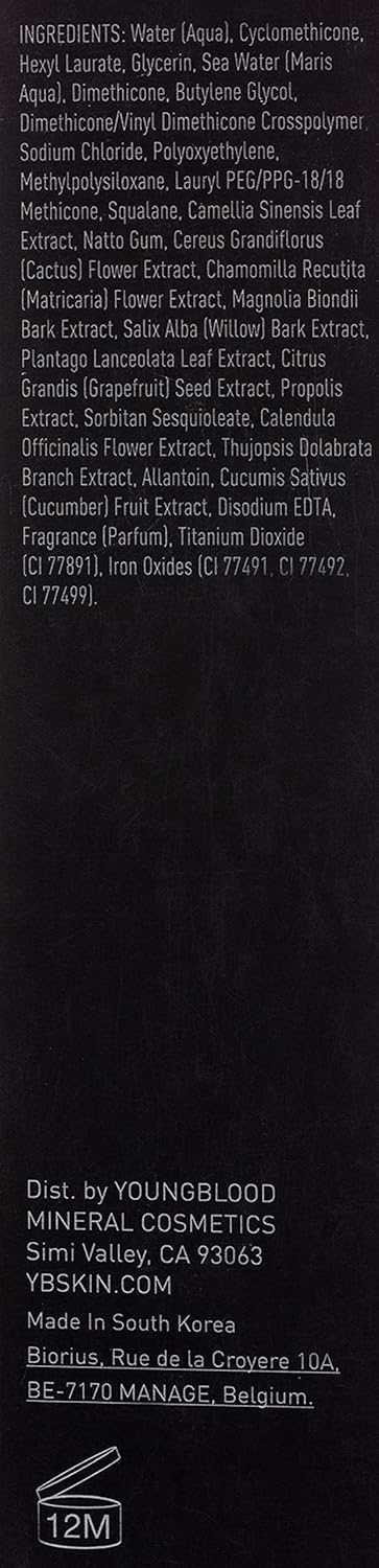 Youngblood Liquid Mineral Foundation, Shell, Dewy, Lightweight, Full Coverage, Vegan, Cruelty Free, Gluten-Free