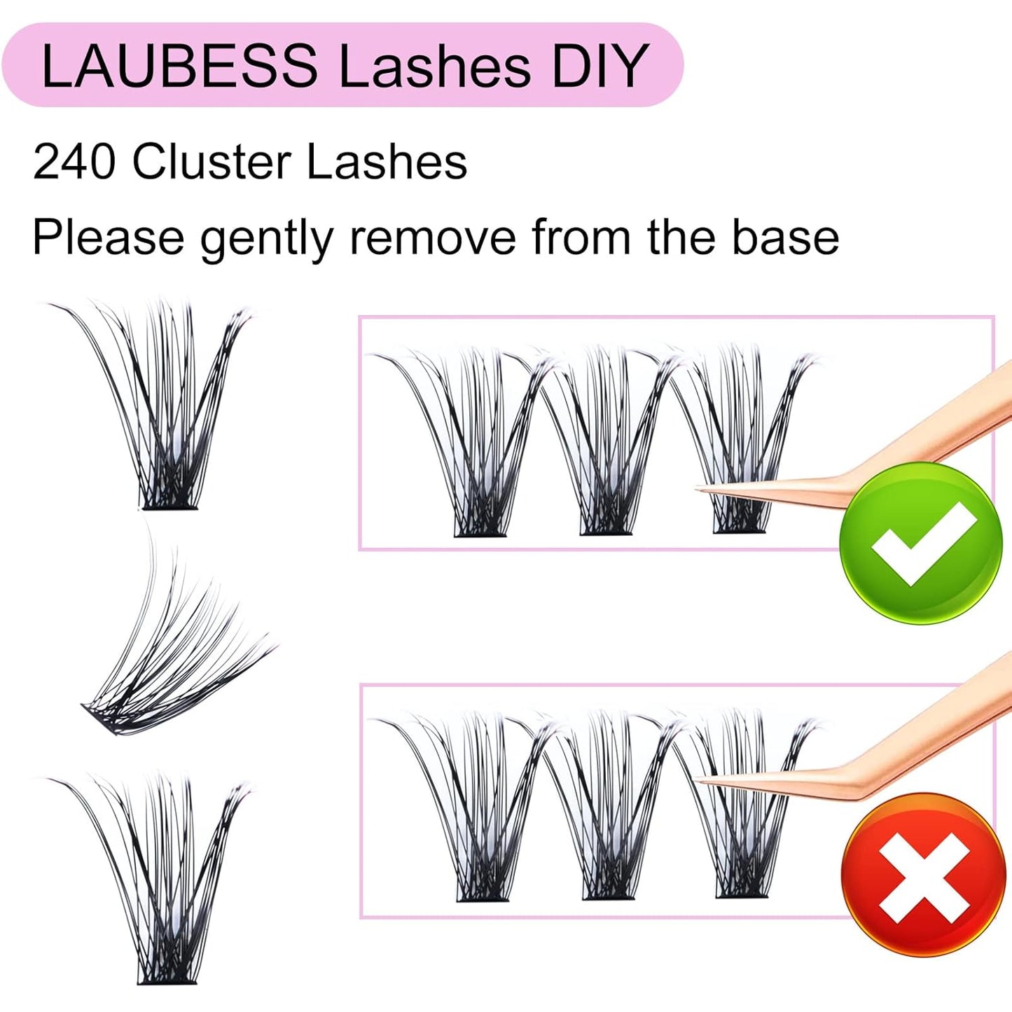 Eyelash Clusters LAUBESS Lash Clusters Individual Lashes Cluster Eyelash Extensions DIY at Home Waterproof Cluster Lashes (40D-C-9-16)