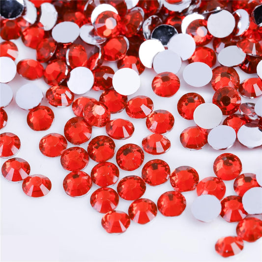 1500 Pieces SS16 4mm Flatback Rhinestones Clear Glass Round Gems Crystals for Nail Art DIY Crafts Clothes Shoes Bags (Light Red)