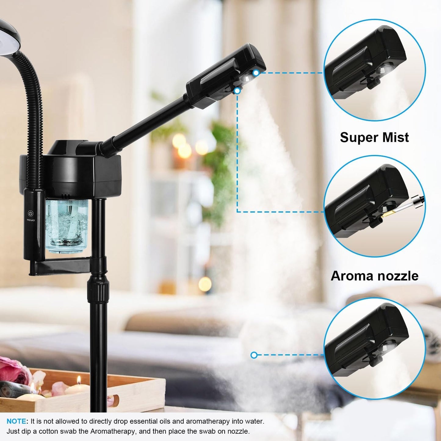 2 in 1 Facial Steamer Professional Ionic Face Steamer with 5X Magnifying Lamp&Adjustable Hot Mist Nozzle, Esthetician Facial Steamer Salon Spa Beauty Skin Care Equipment