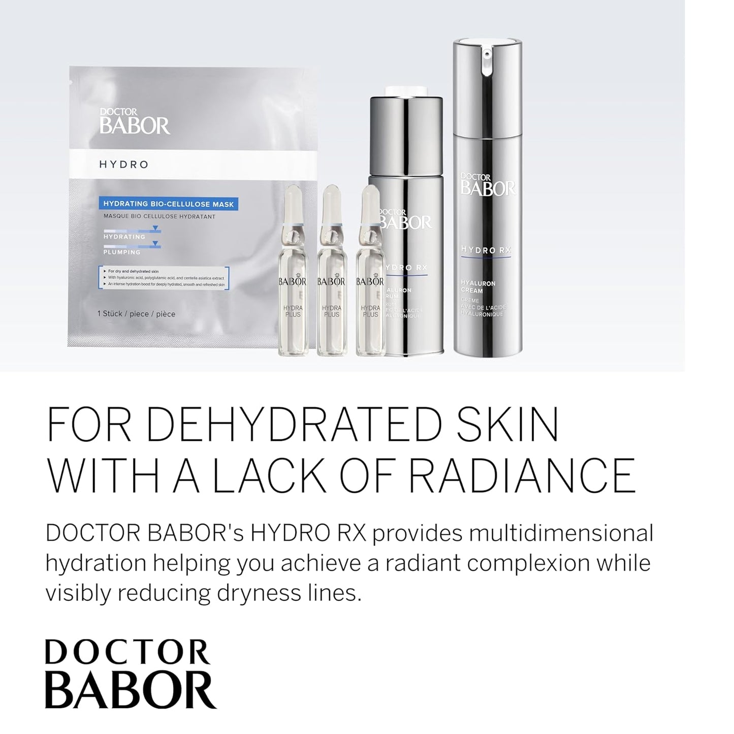 BABOR DOCTOR HydroRX Hyaluron Cream, Travel Lightweight Hyaluronic Acid Face Moisturizer for Dry Skin, Prevents Moisture Loss and Reduces Dryness Lines, Fragrance Free, 0.5 oz