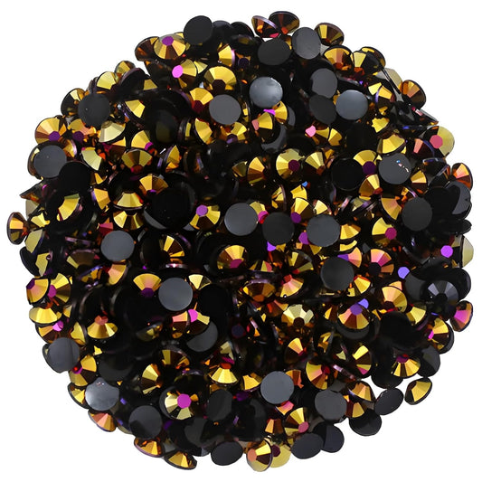 1440 Pcs SS20 5mm Flatback Rhinestones for Nails Art Crafts Glitter Round Shine Gems AB Crystals DIY Clothes Shoes (Black-Bottom RoseRed AB)