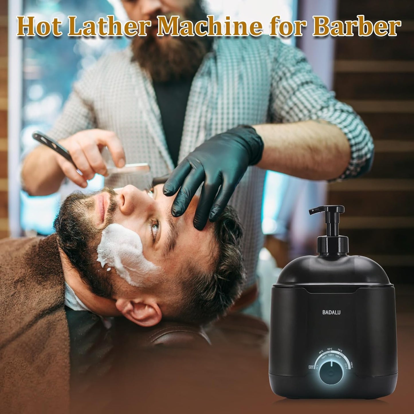 Lather Machine,BADALU Hot Lather Machine for Shaving 800ML Large Capacity Professional Lather Maker for Men Face Shaving,Electric Shaving Foam Machine for Salon Barber Shop Home Use With 2 Pumps