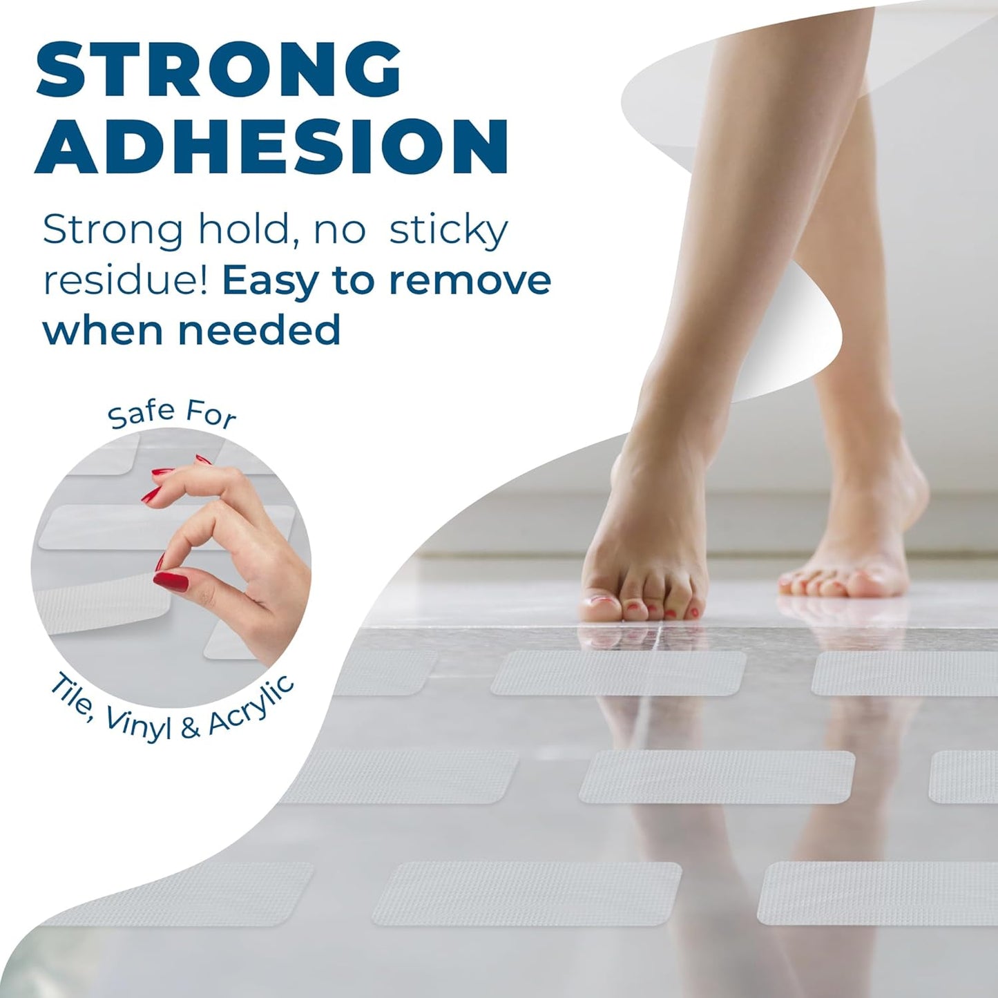 Homergy Anti Slip Shower Stickers 24 PCS, Invisible Non-Slip Shower Strips for Adults, Premium Adhesive Bath Tub Stickers (Clear)