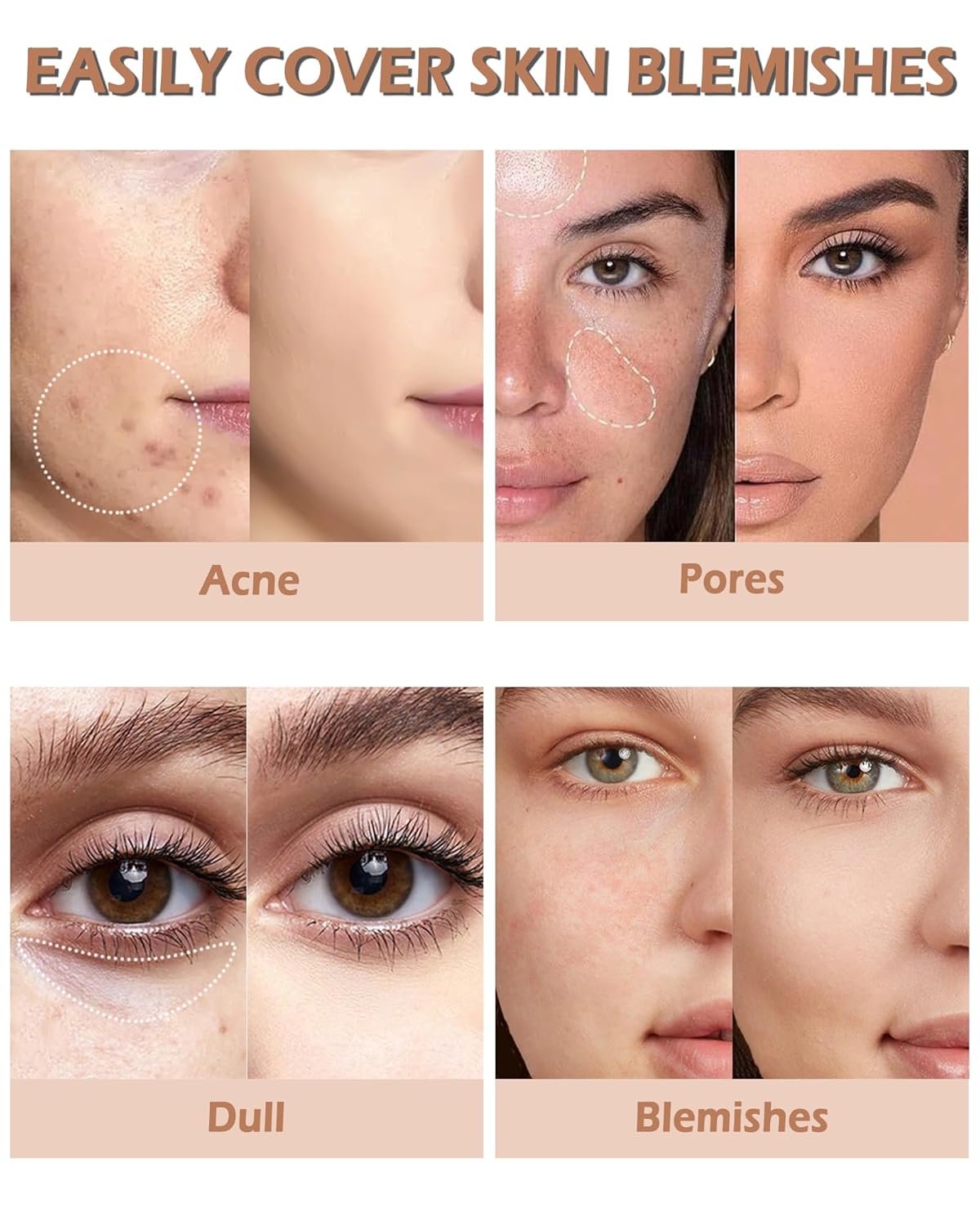 2 PCS Under Eye Concealer Full Coverage, Waterproof Color Correcting Concealer All Day Coverage Dark Circles, Puffiness, Redness, Lightweight Cream Foundation Brightener, Natural Matte Finish, Medium